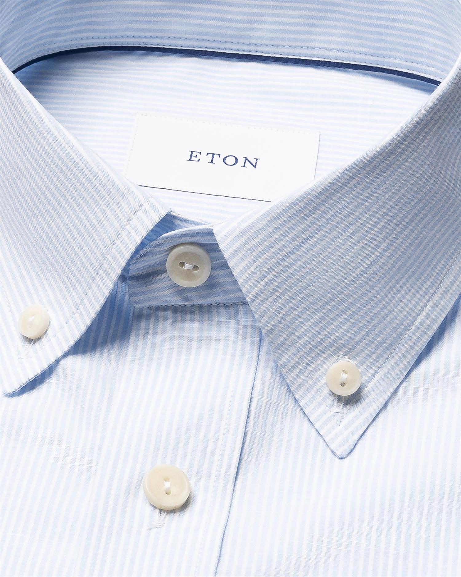 Casual Fit Striped Chambray Shirt Light Blue