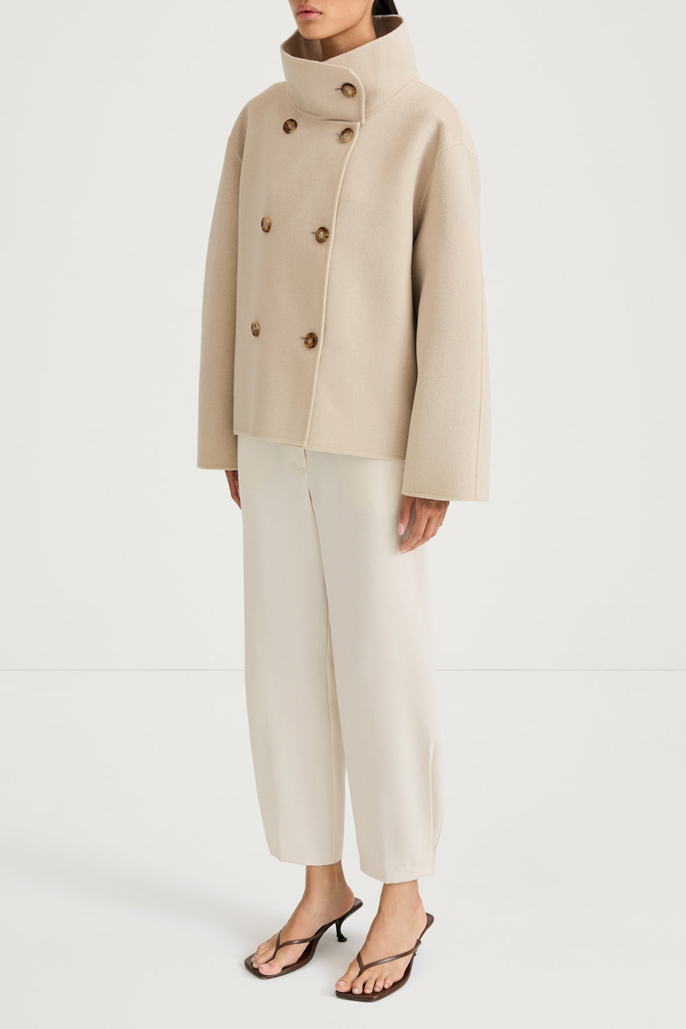 TOVE DOUBLE FACED WOOL JACKET OYSTER