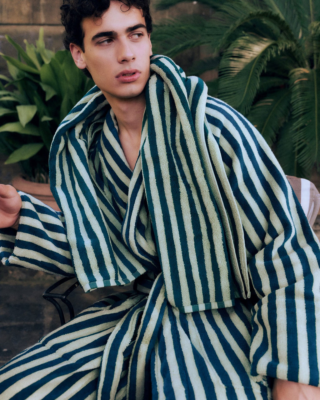 NARAM BATHROBE sea foam/deep teal