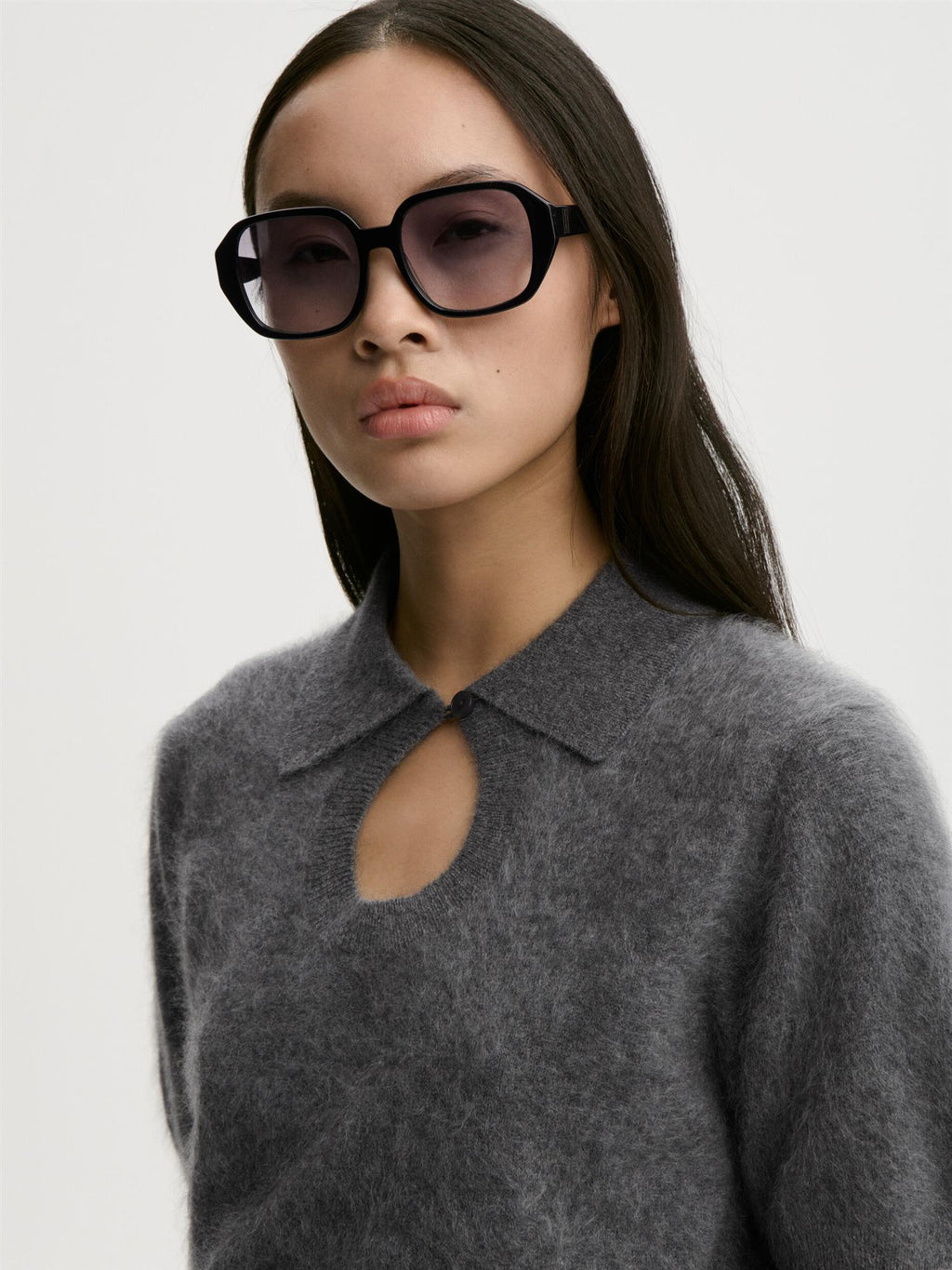 TALALLIA Cashmere Polo T-Shirt Grey Melange
