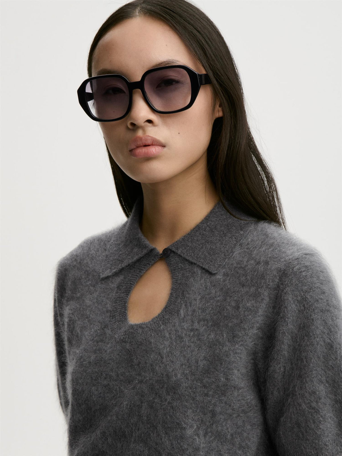 TALALLIA Cashmere Polo T-Shirt Grey Melange