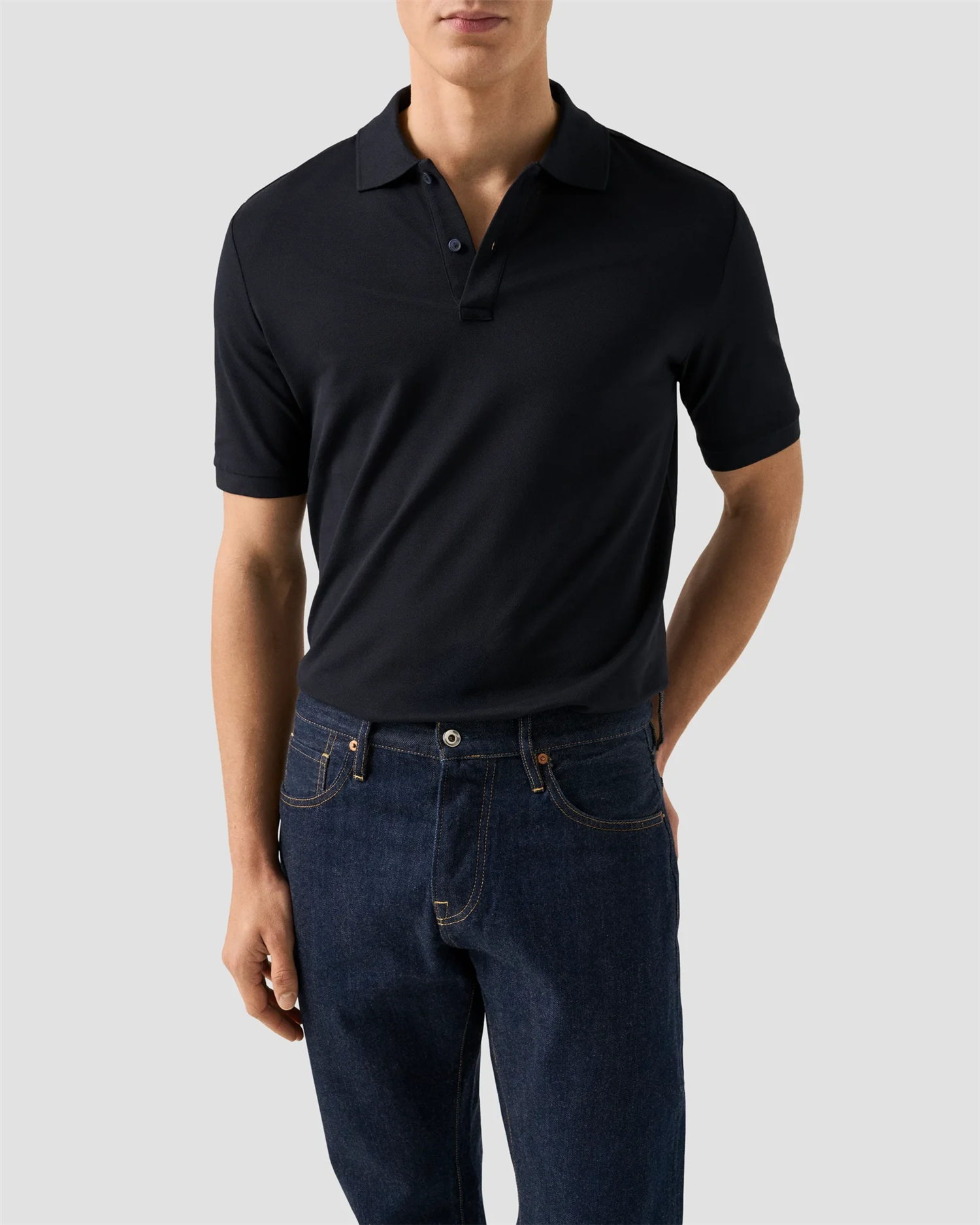 Pima Cotton Pique Polo T-Shirt Navy Blue