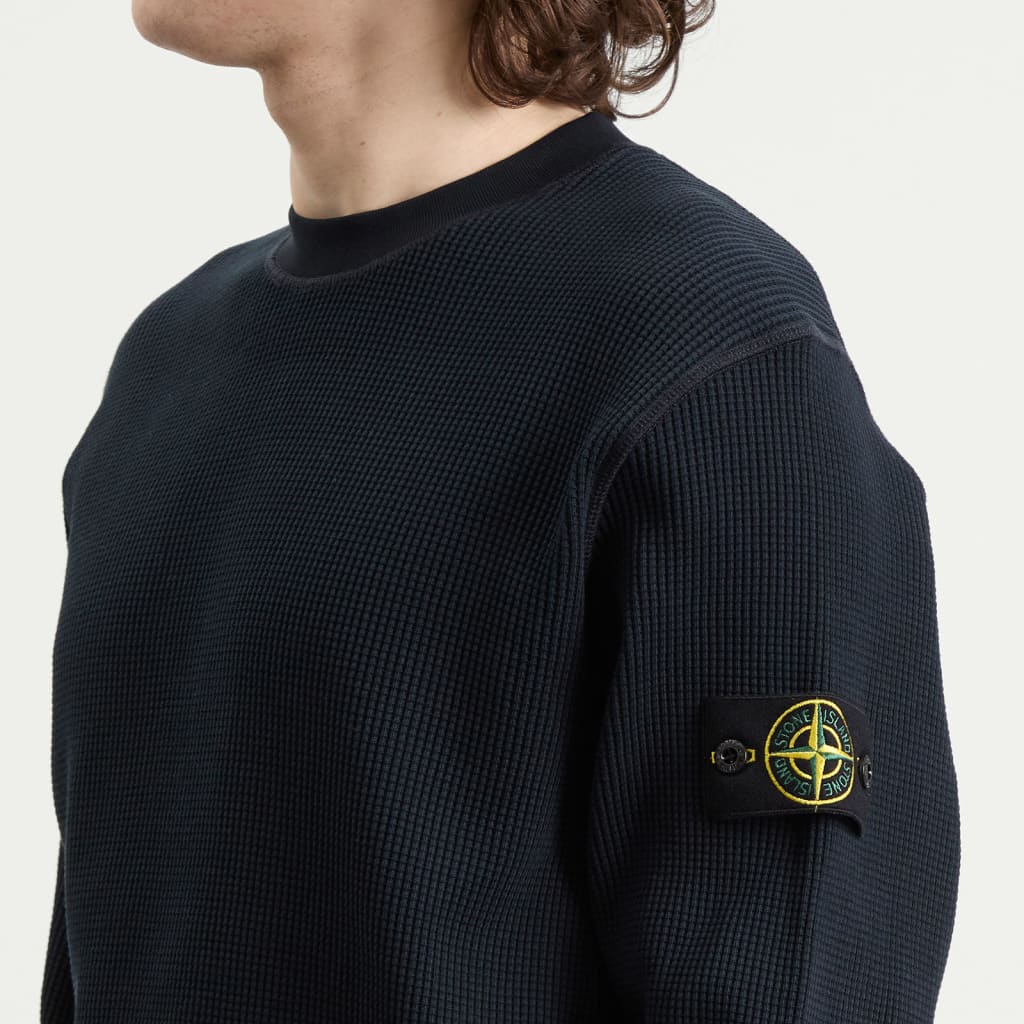 ORGANIC COTTON WAFFLE SWEATSHIRT NAVY BLUE