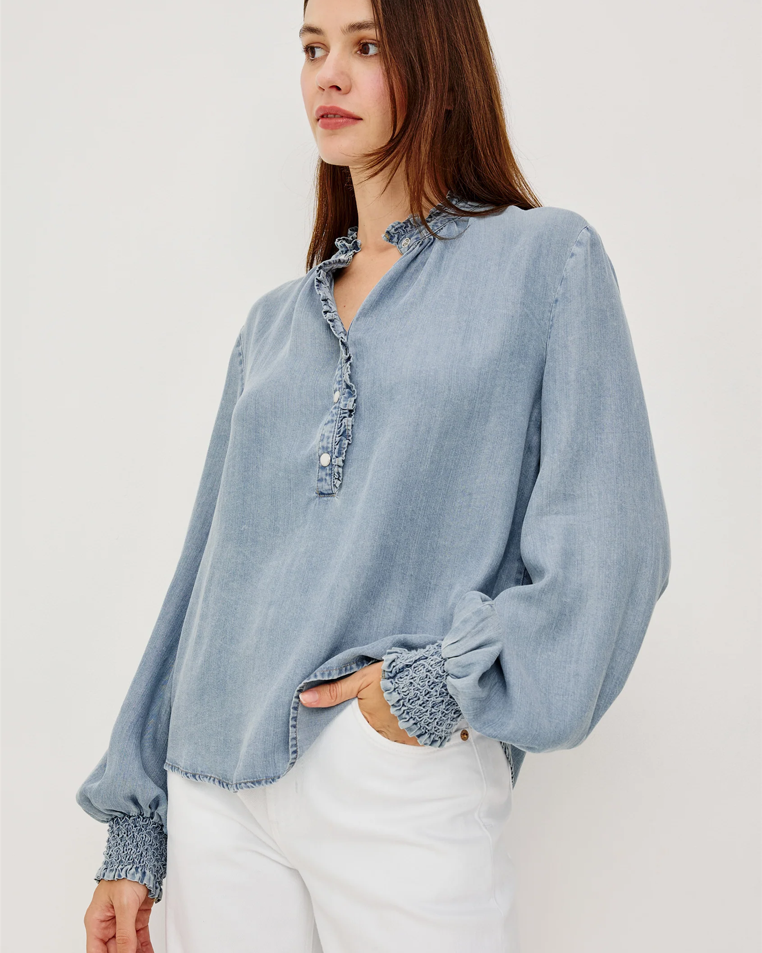 KIMMY DENIM SHIRT WASHED BLUE