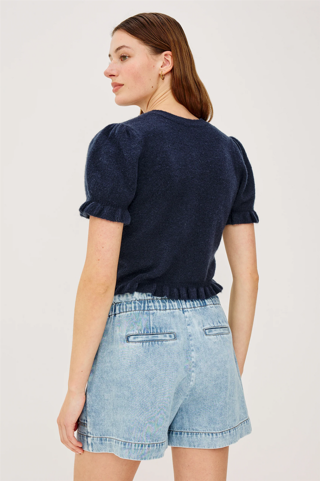 LORA SHORT SLEEVE CARDIGAN NAVY