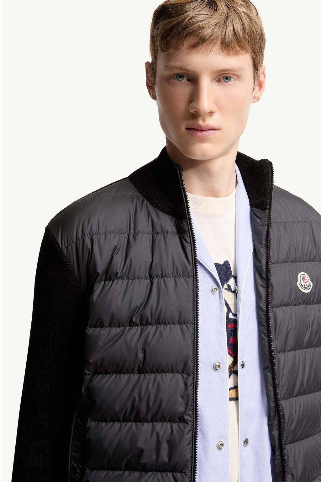 Padded CARDIGAN cotton knit BLACK