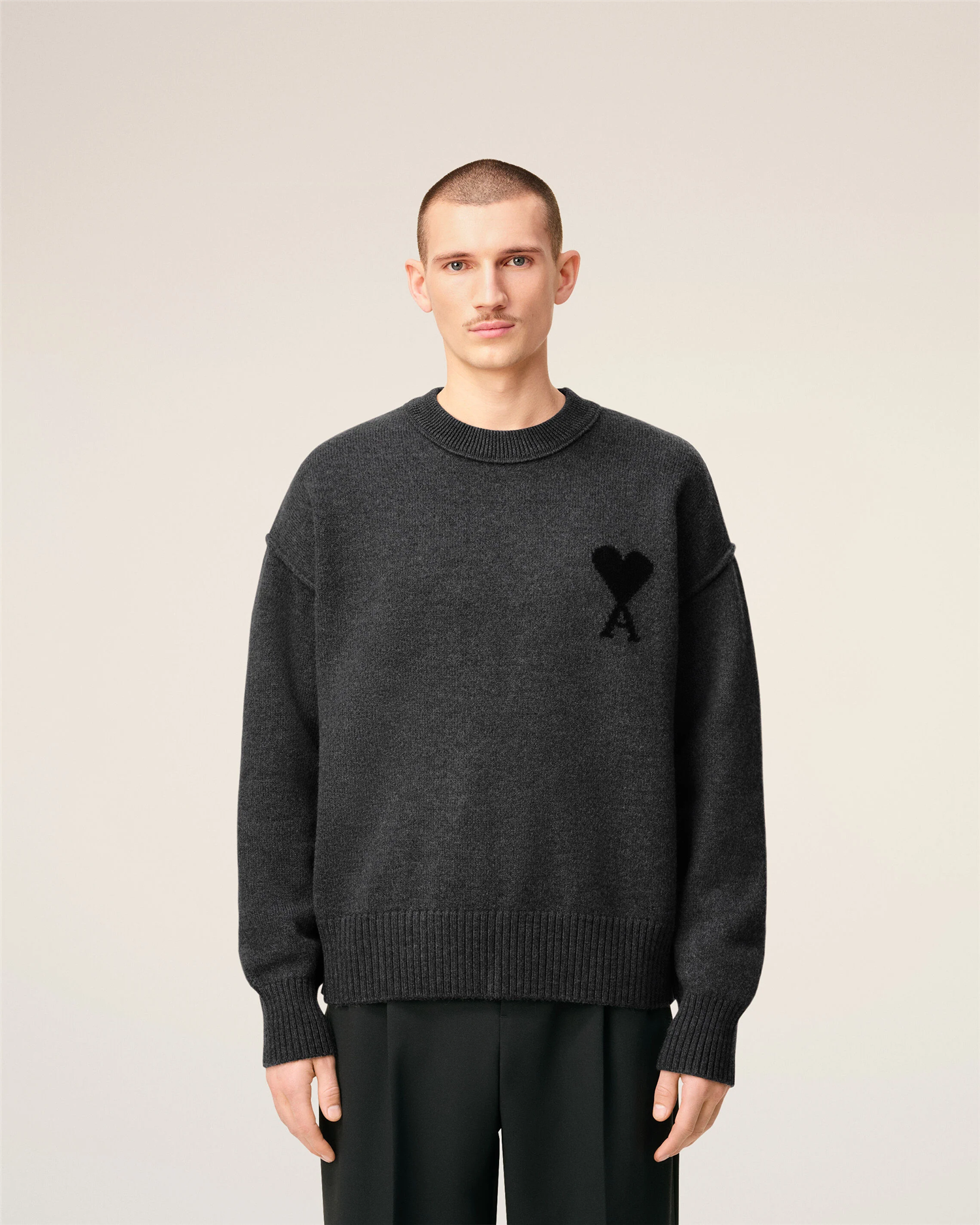 WOOL AMI DE COEUR SWEATER HEATHER GREY/BLACK