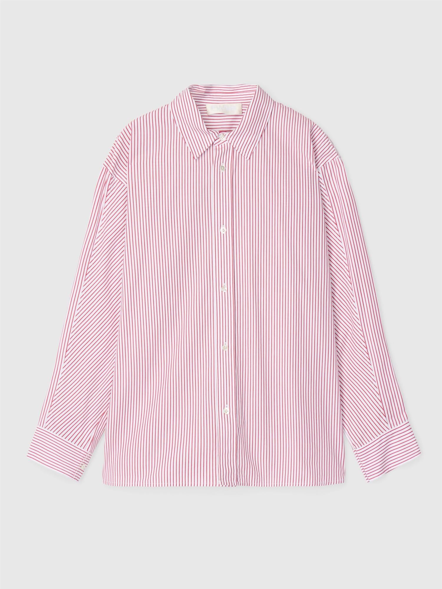 Coastal Cotton Shirt White Red Pinstripe