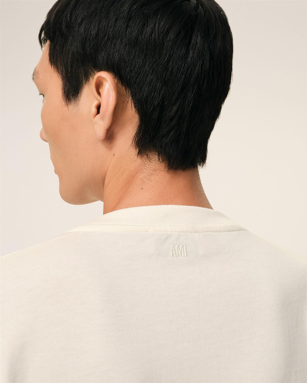 TONAL EMBOSSED BIG AMI DE COEUR T-SHIRT CREAM