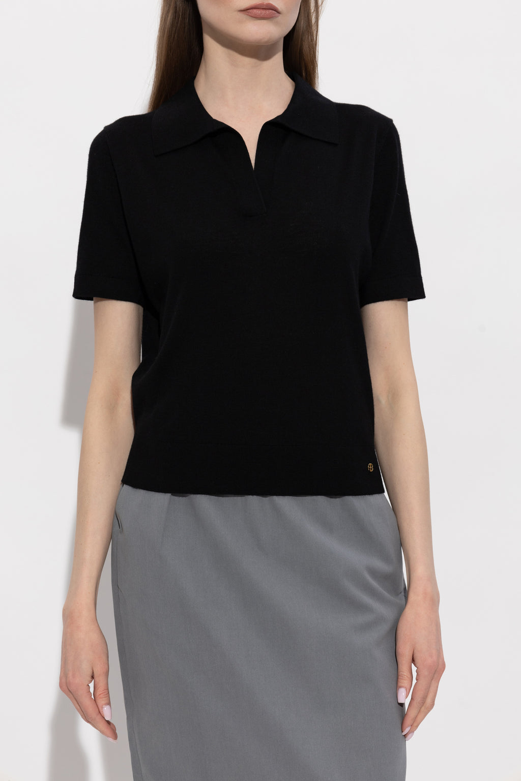 MONI Wool Cashmere POLO T-shirt BLACK