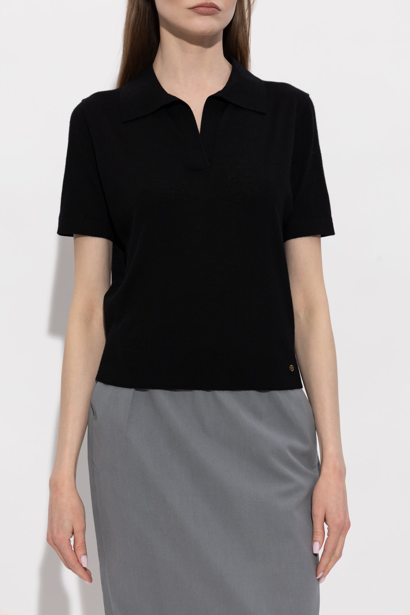 MONI Wool Cashmere POLO T-shirt BLACK