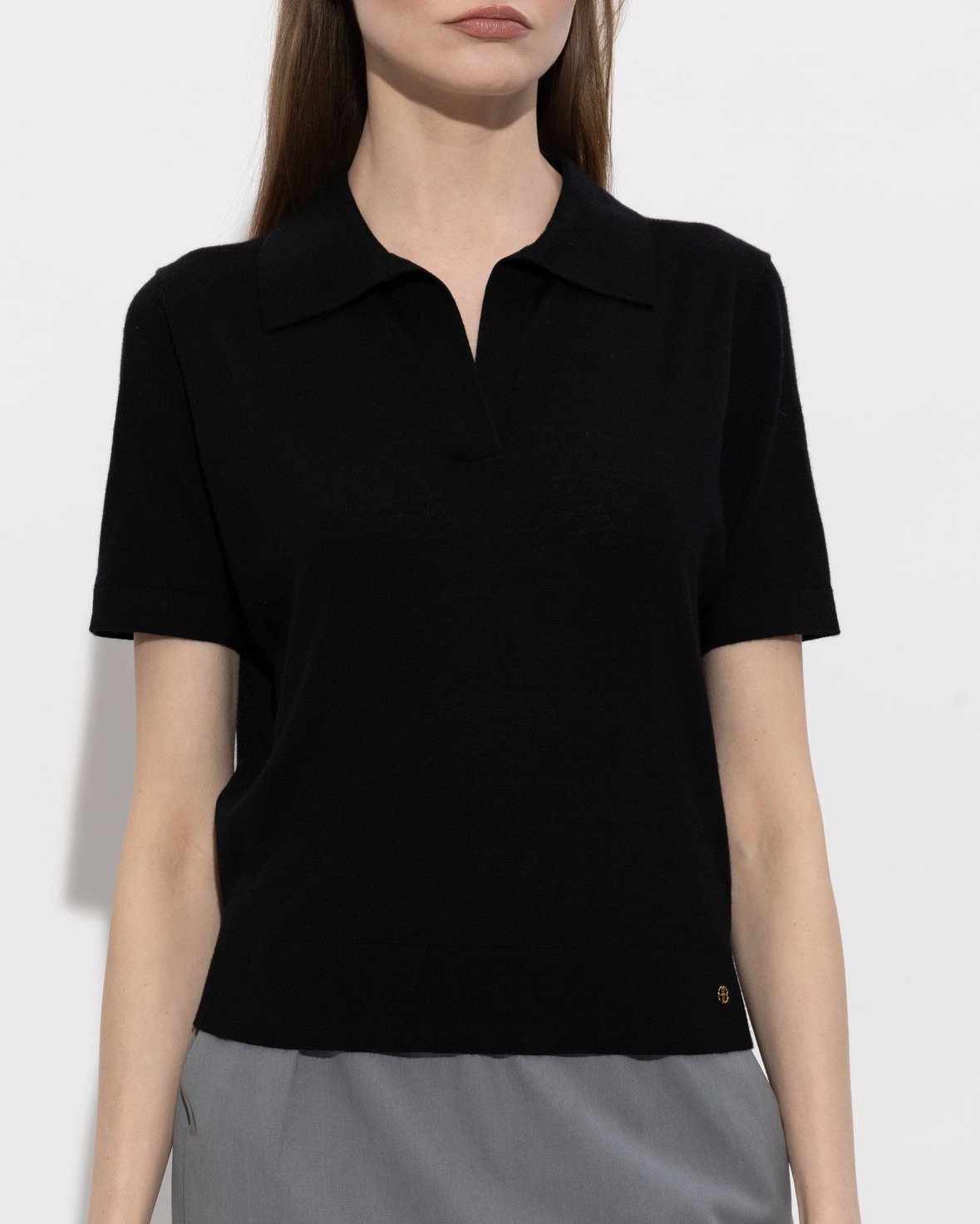 MONI Wool Cashmere POLO T-shirt BLACK