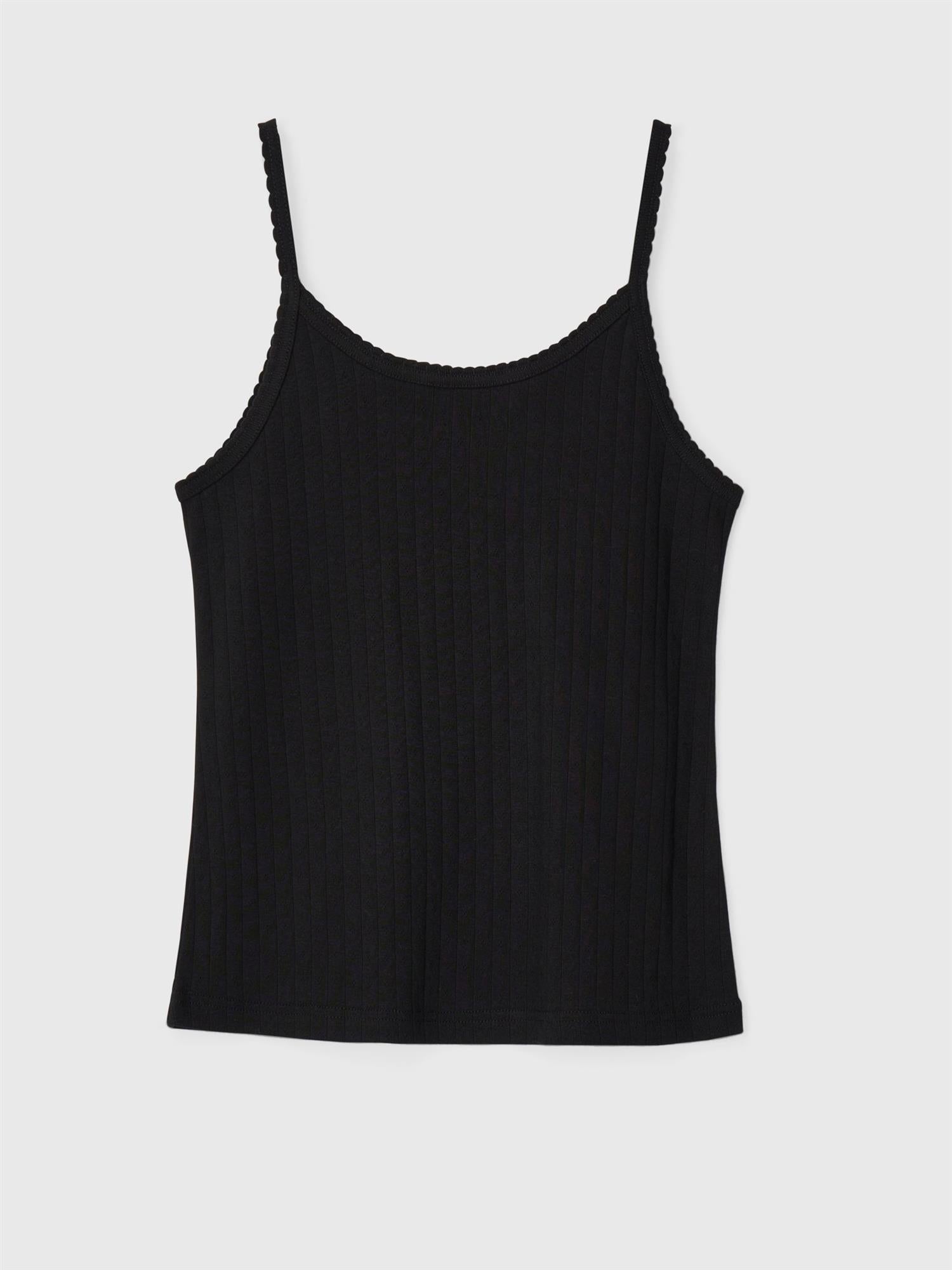 Pointelle Jersey Singlet Jet Black