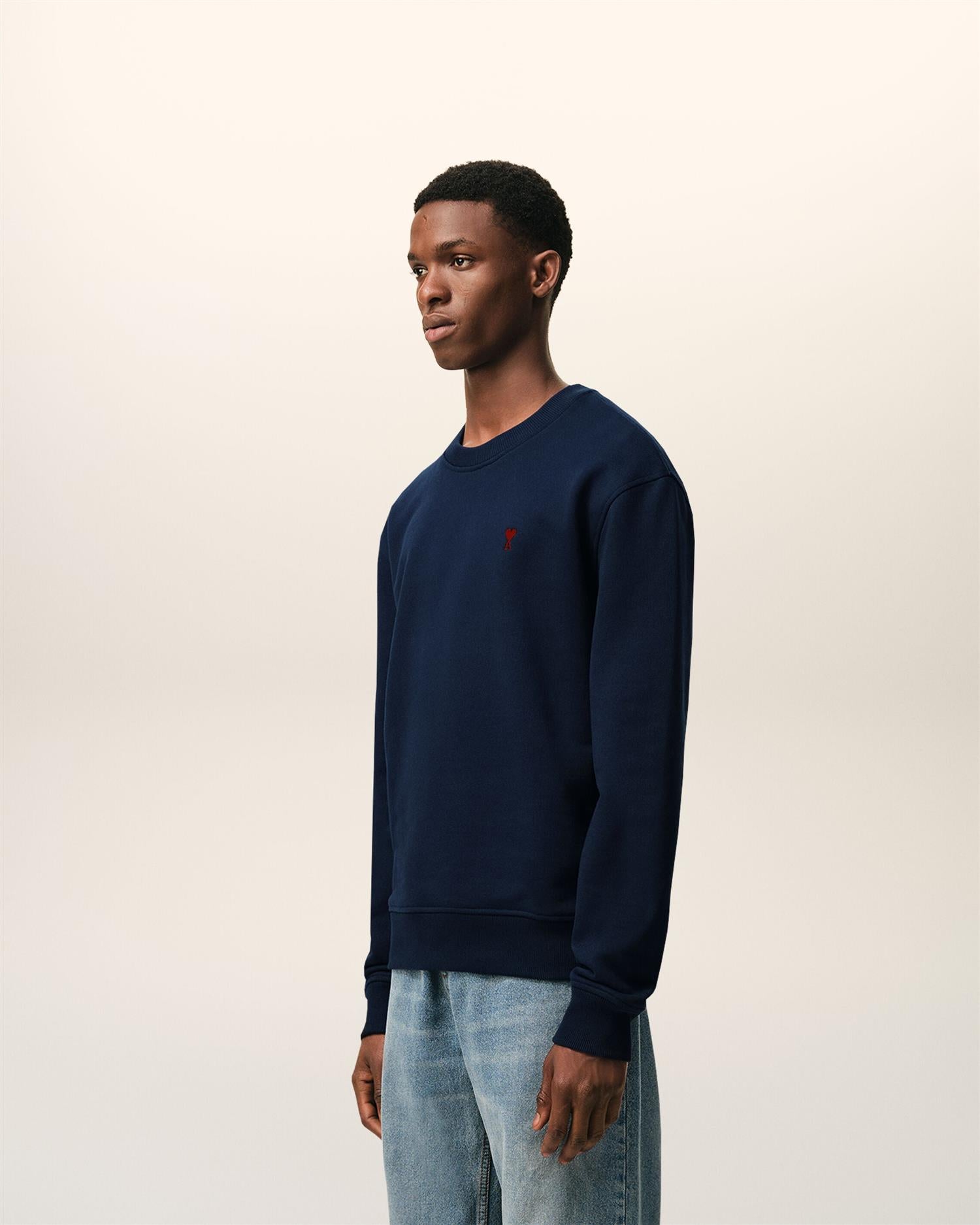 LOOPBACK COTTON AMI DE COEUR SWEATSHIRT NIGHT BLUE