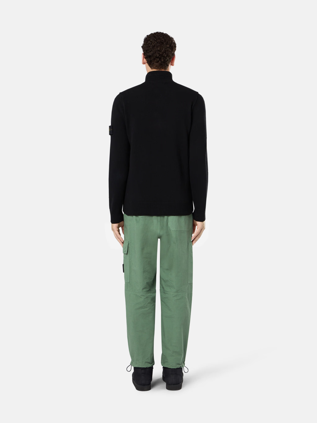 Knitted Wool Half-Zip Button Sweater Black