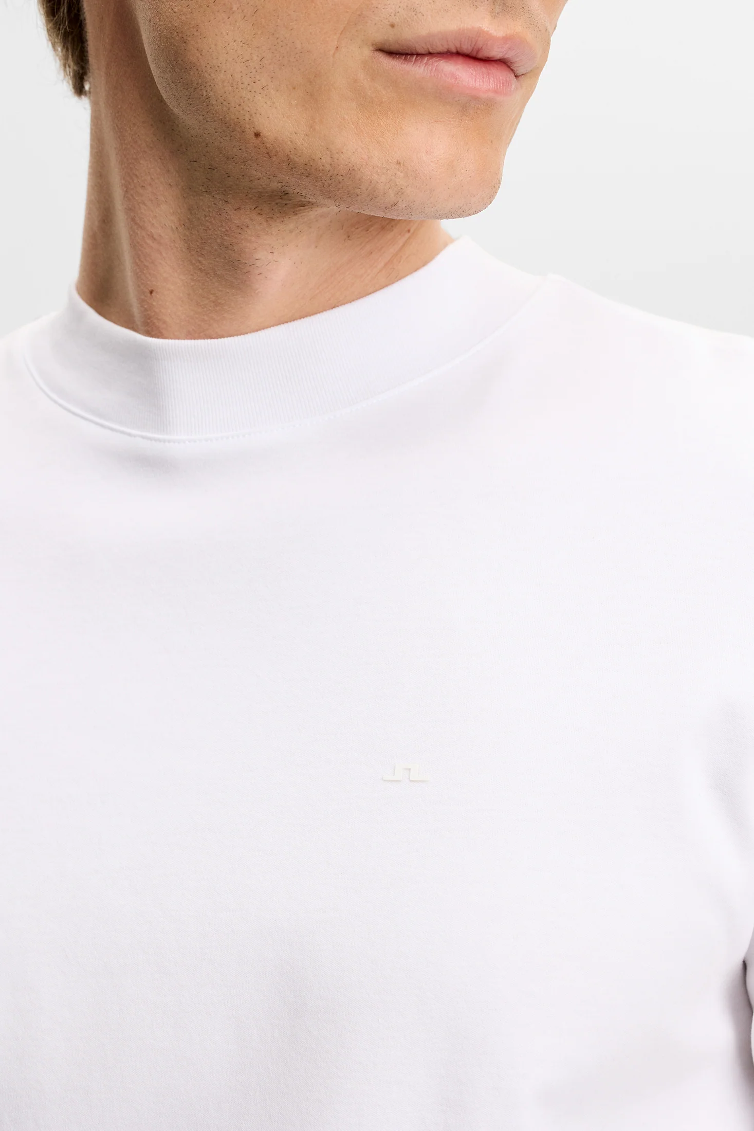Ace Mercerized Mock Neck T-Shirt White