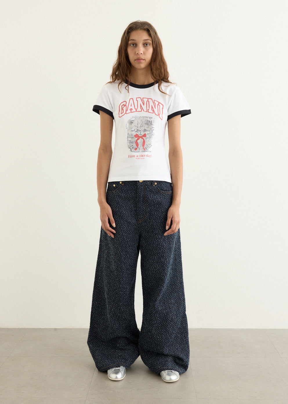 Tweed Denim Baggy Jeans Rinse