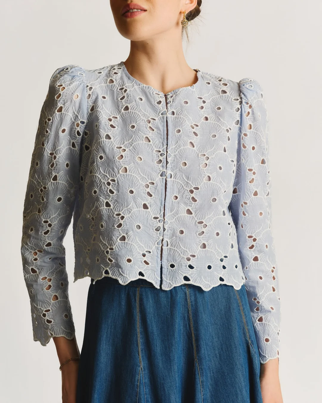 Broderie Anglaise Jacket Light Blue