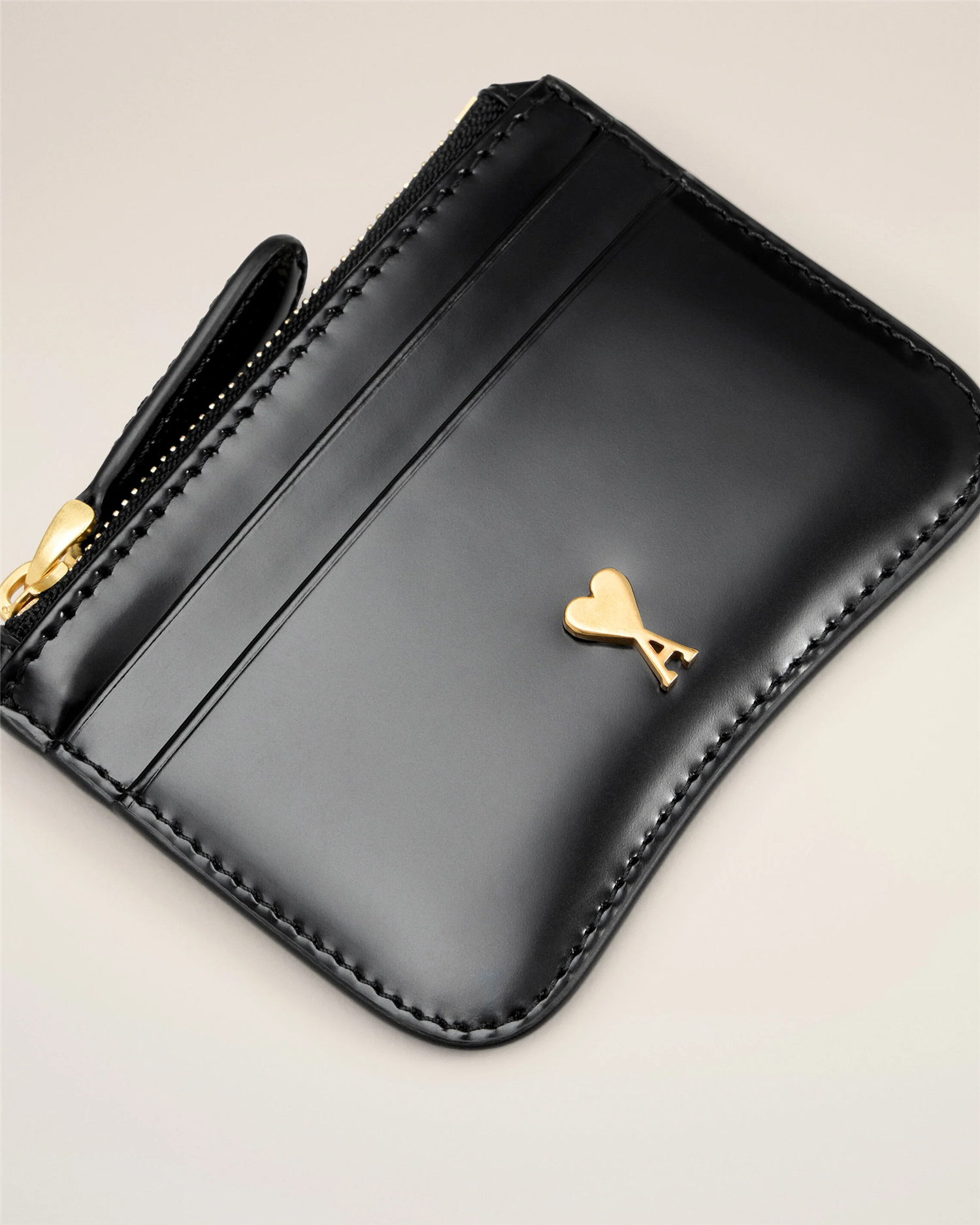 ZIPPED LEATHER ADC CARD HOLDER BLACK