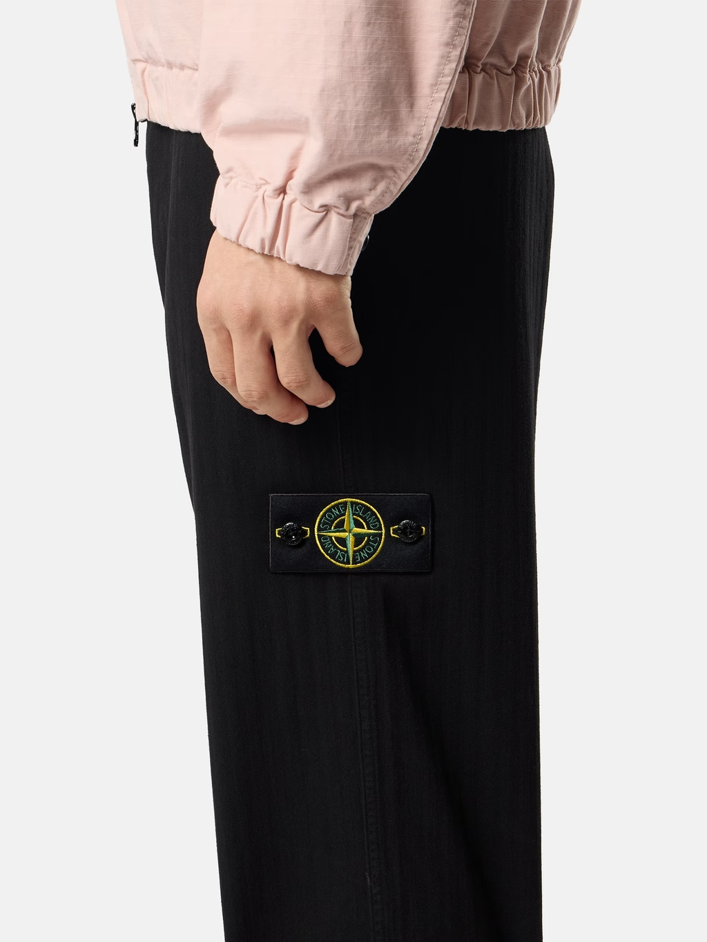 COTTON HERRINGBONE TROUSERS NAVY BLUE