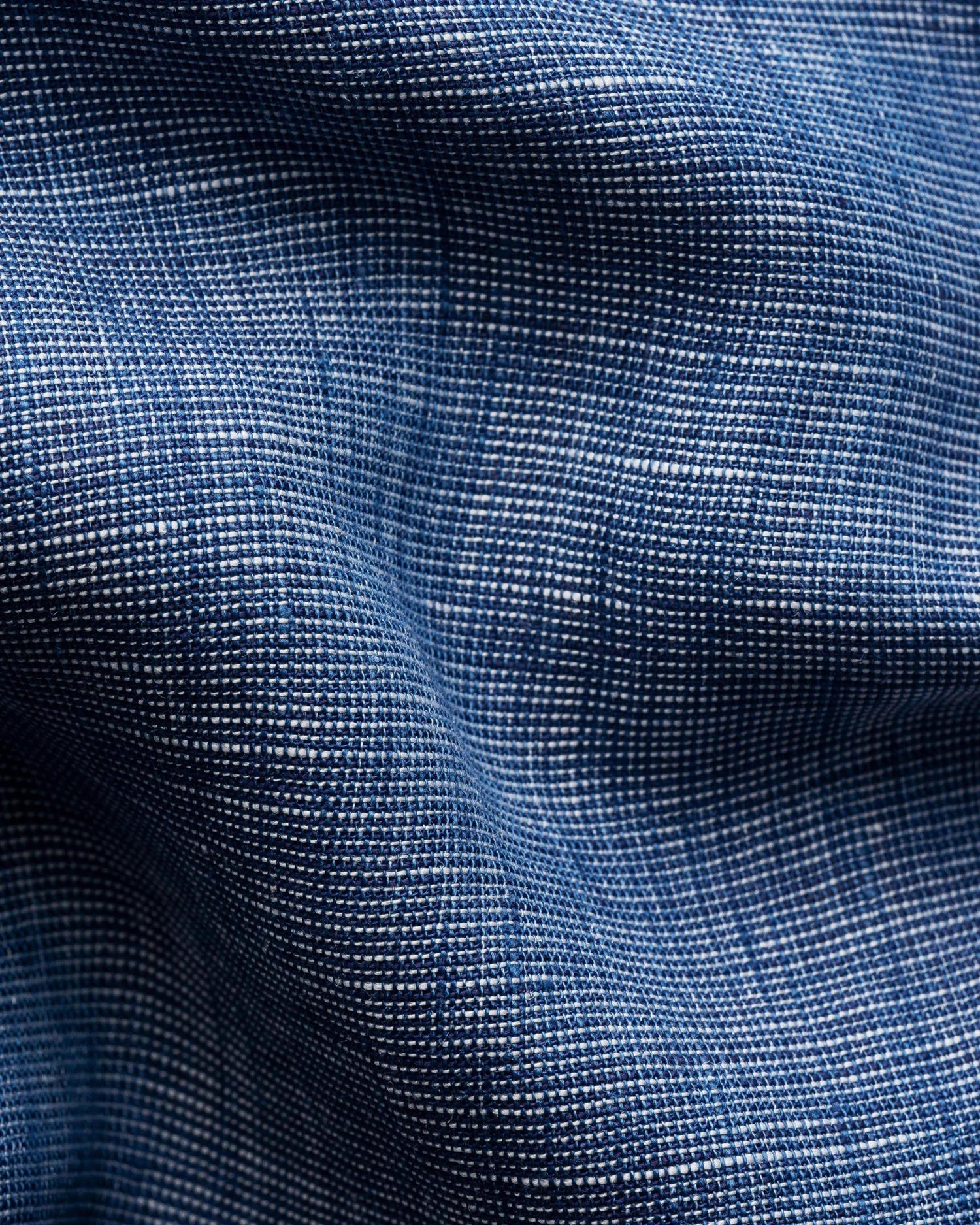 Casual Fit Solid Linen Shirt Dark Blue