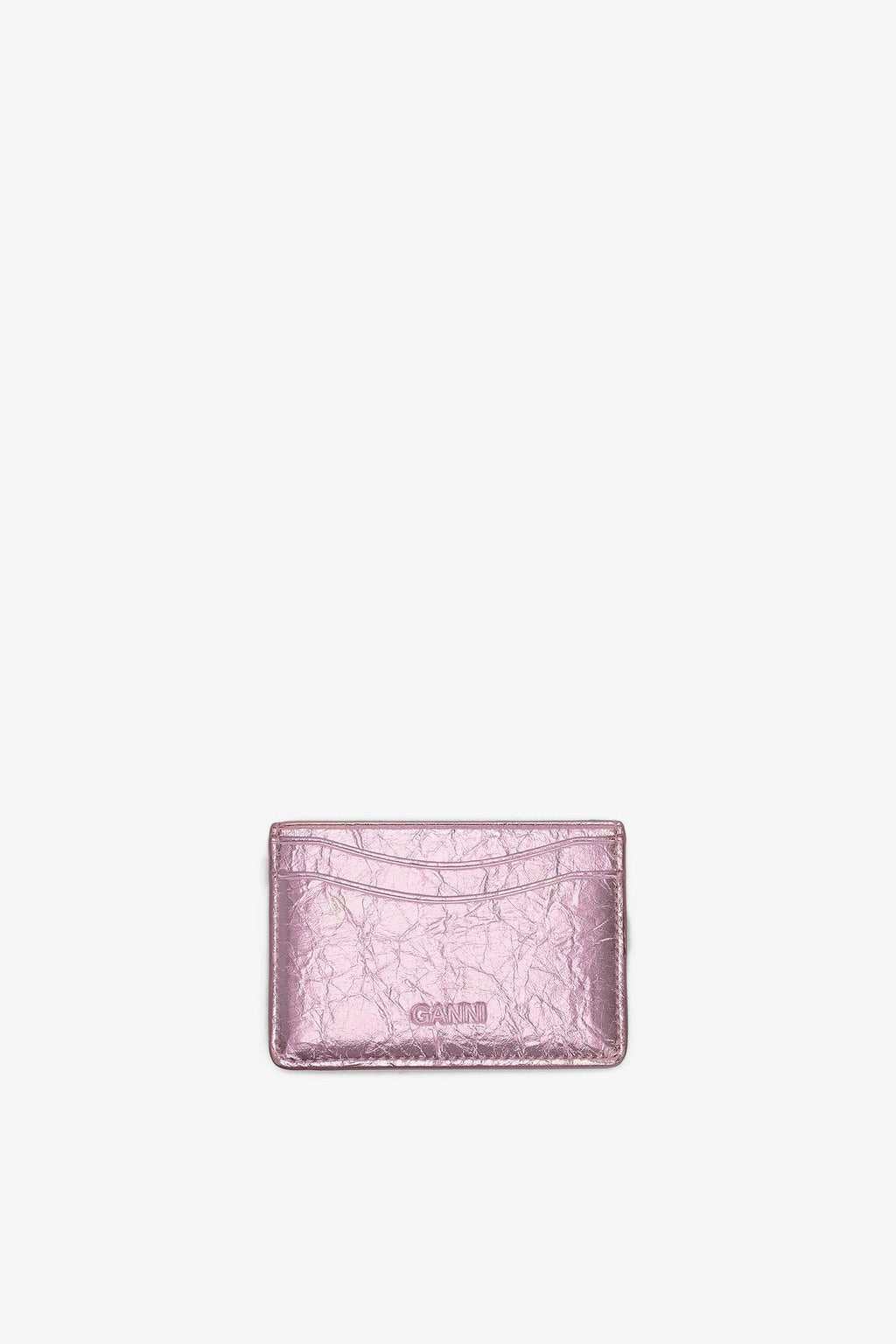 Card Holder Metallic Crushed Silver Pink