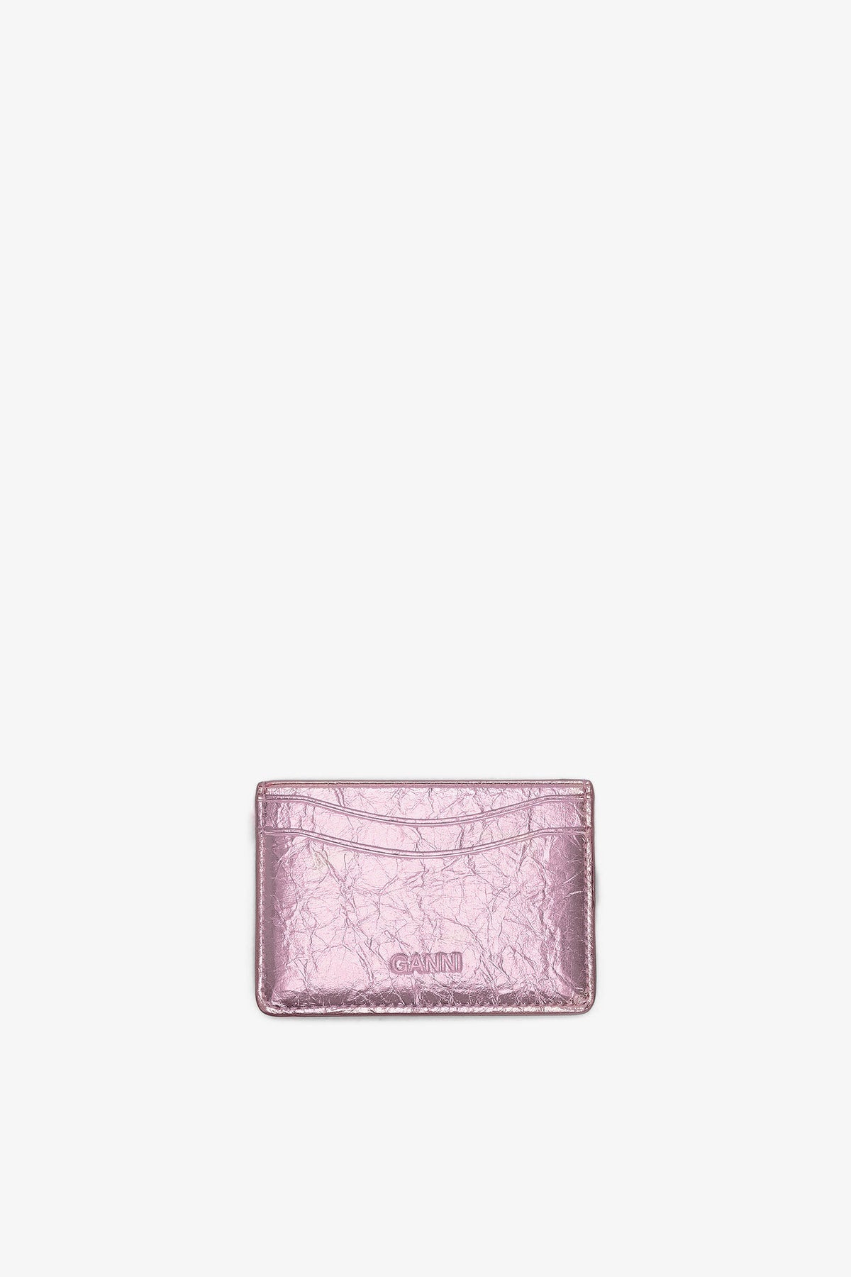 Card Holder Metallic Crushed Silver Pink