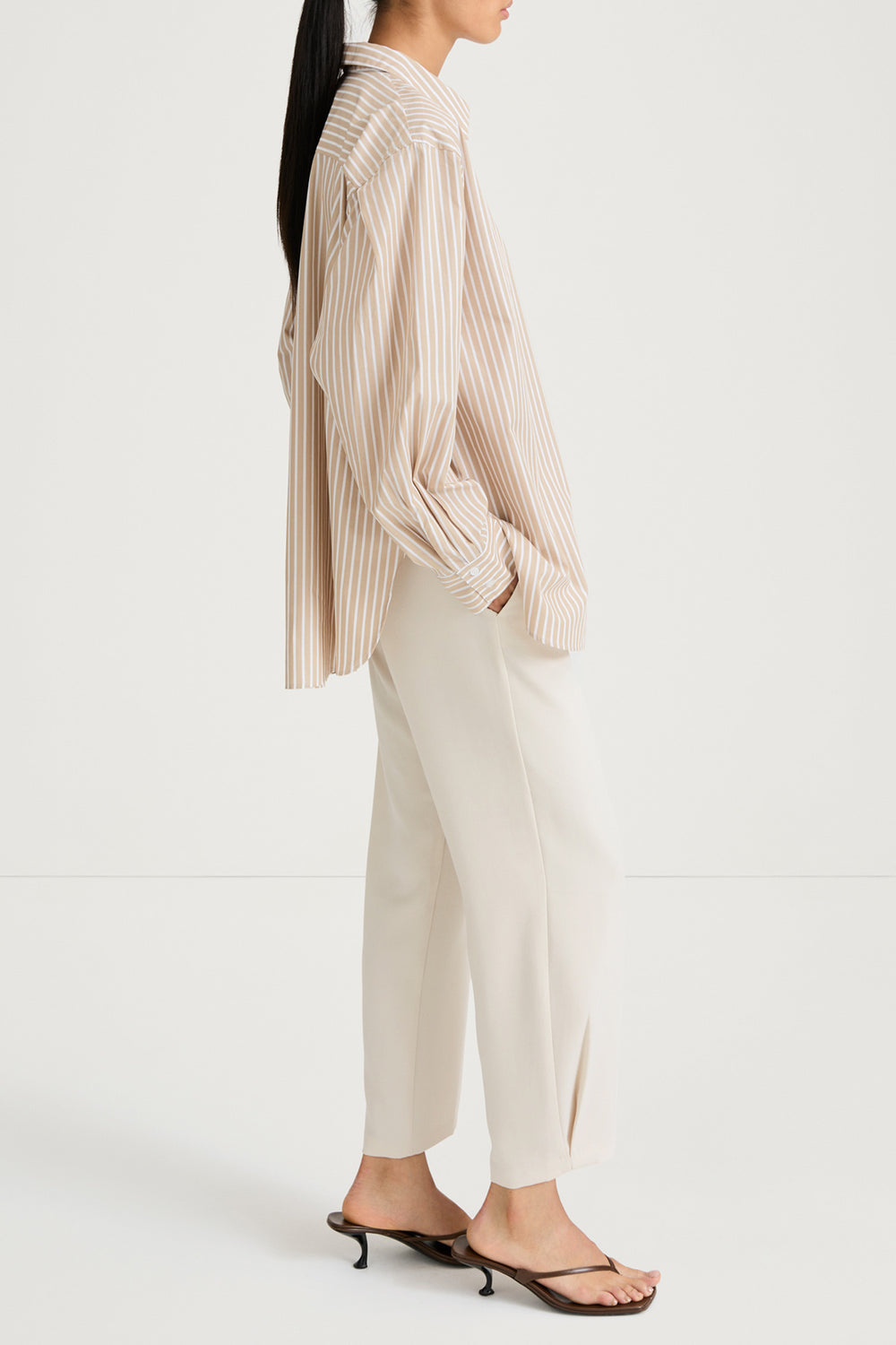 JANSELL COTTON SHIRT BEIGE STRIPE