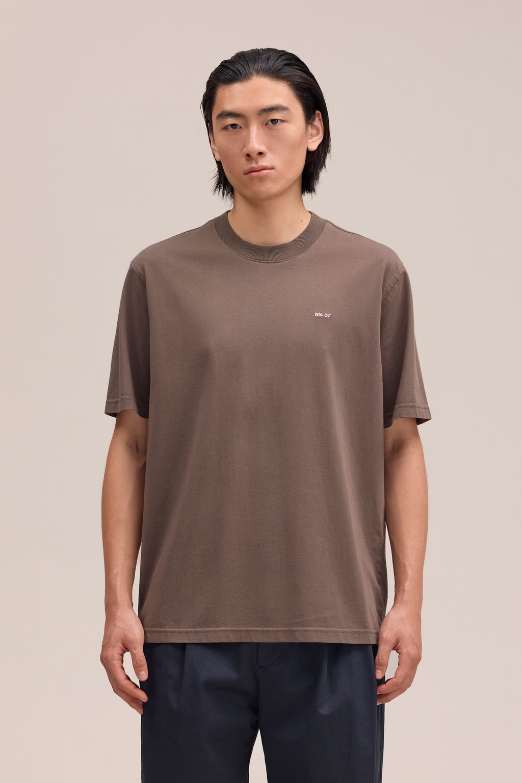 Adam Casual logo Pima T-shirt 3209 Mable Husk
