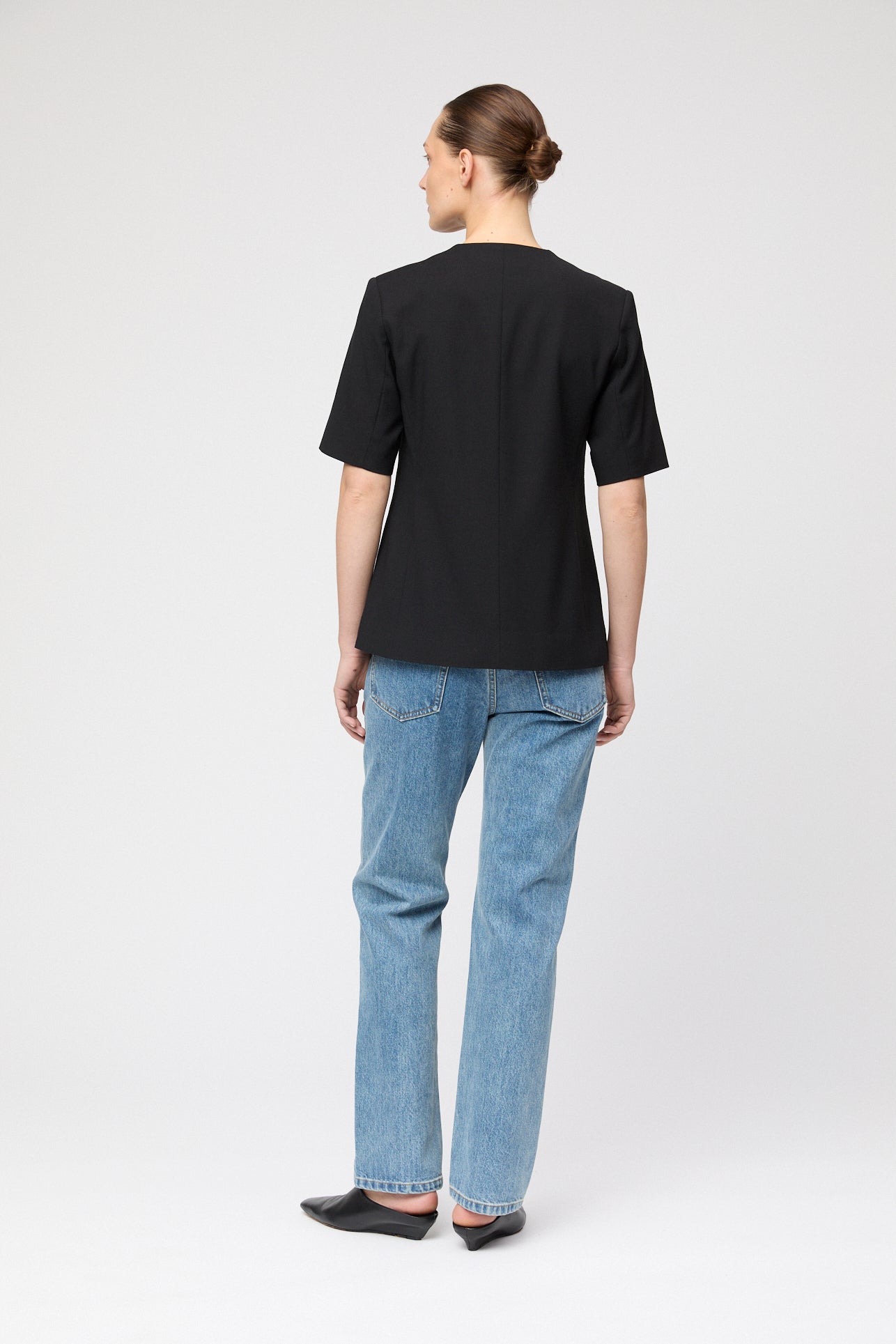 Oxford Blazer Top Jet Black