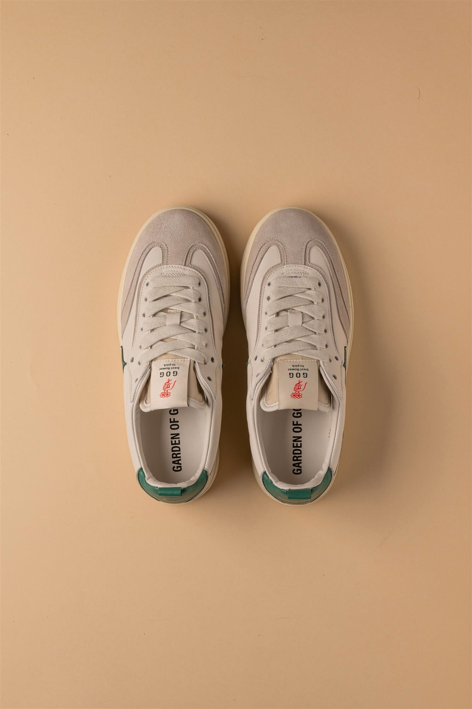 Earth Leather Sneaker Off White/Green