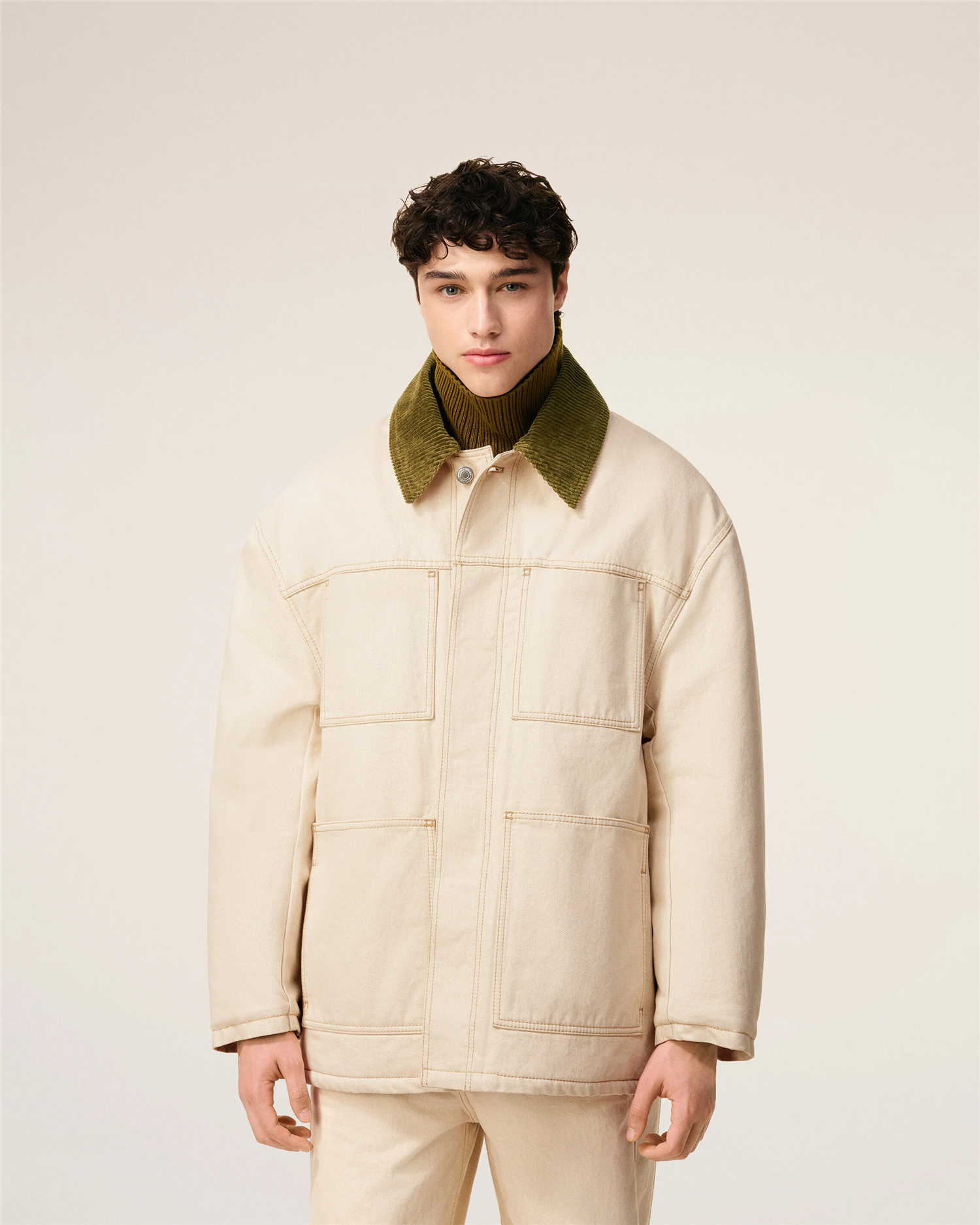 PADDED COTTON WORKER JACKET ECRU