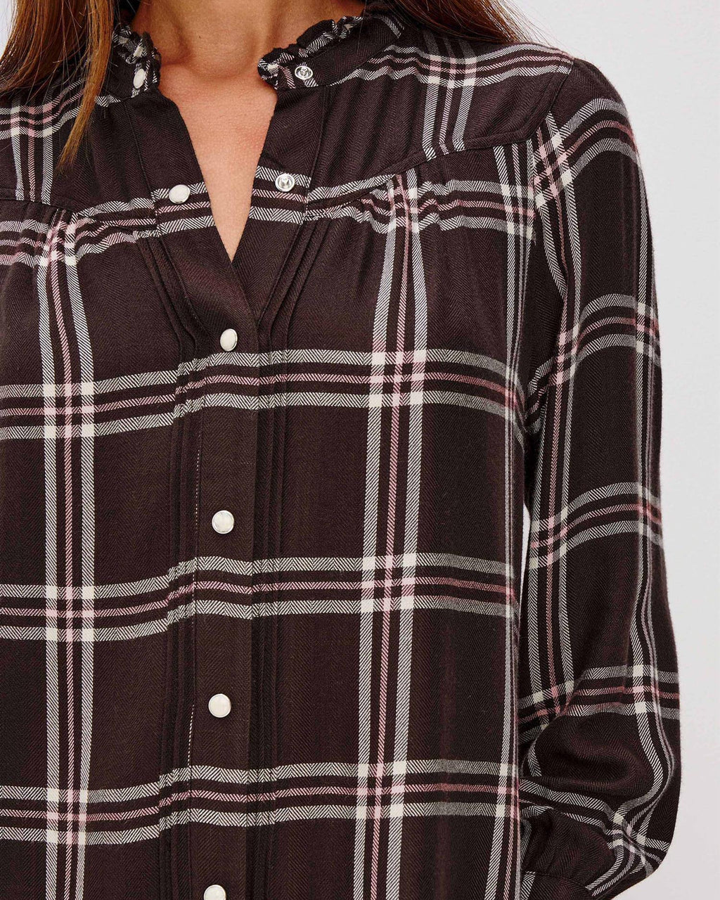 ALANNA PLAID SHIRT BROWN