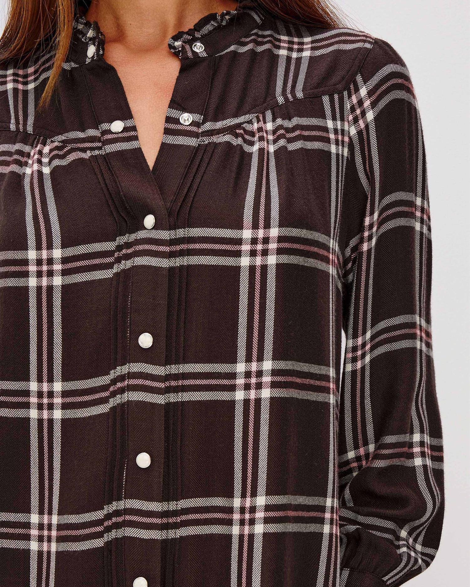 ALANNA PLAID SHIRT BROWN