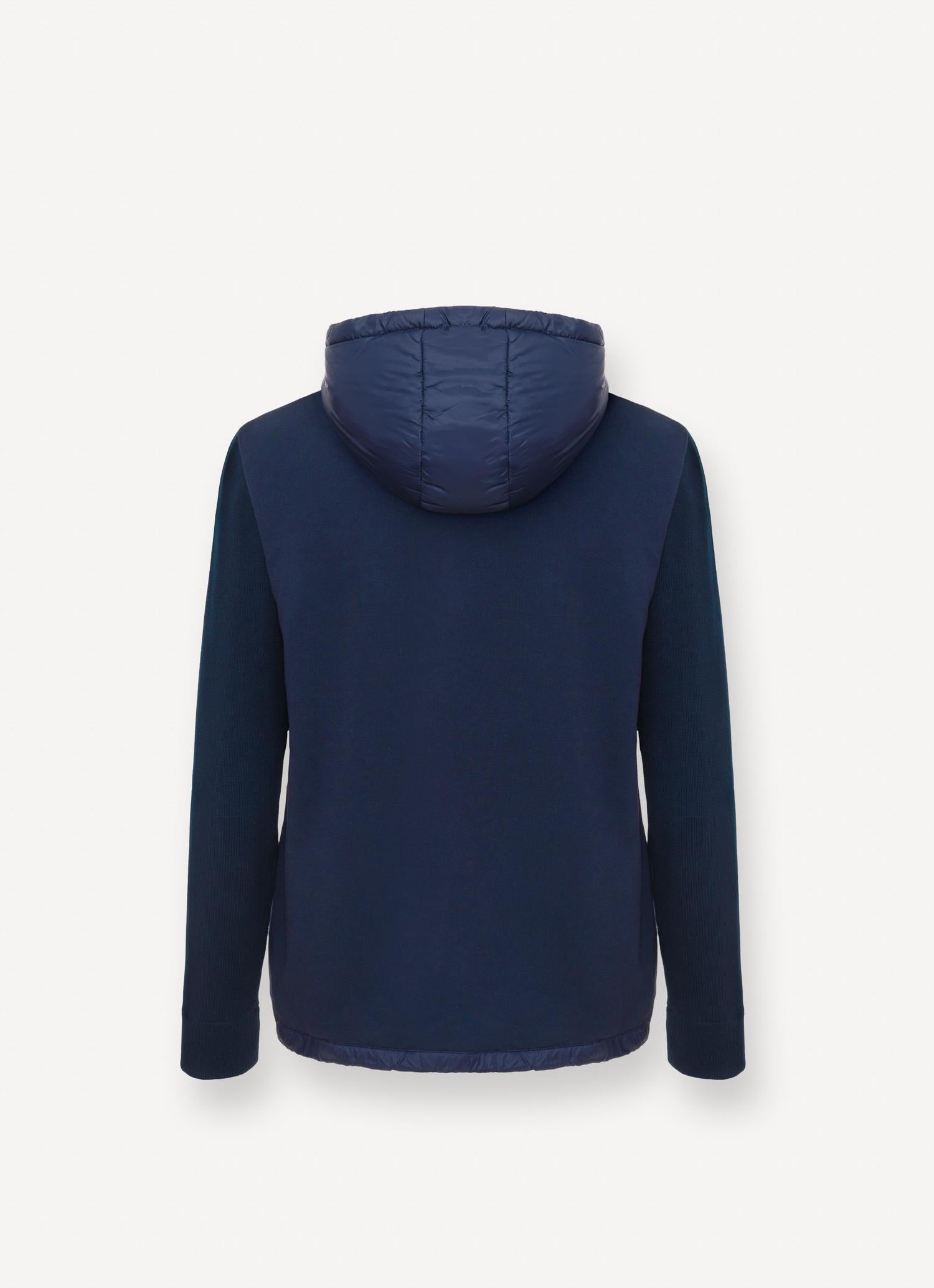 Hooded HYBRID KNITTED-PADDED JACKET NAVY BLUE