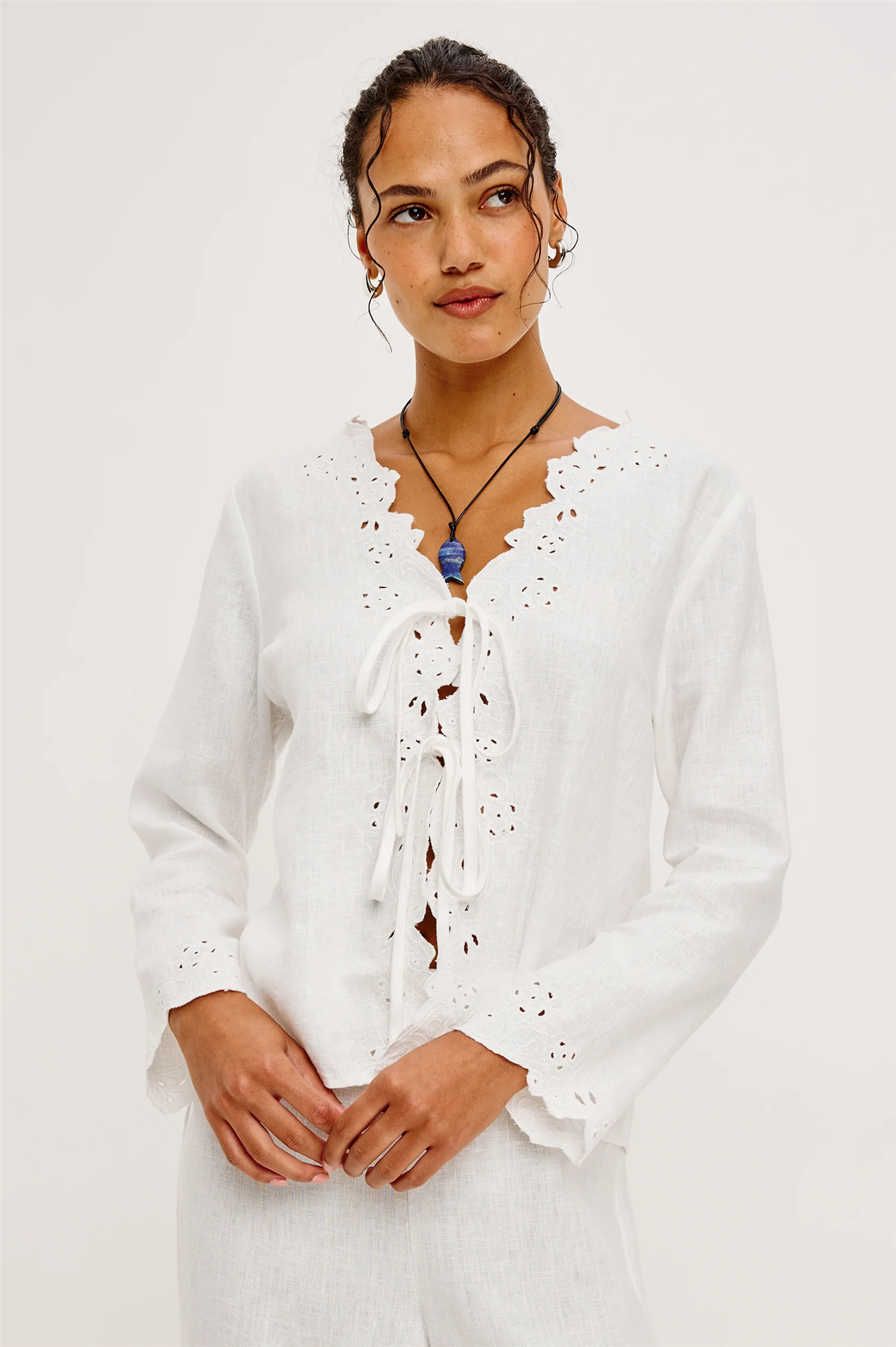 FLEUR LINEN TOP WHITE