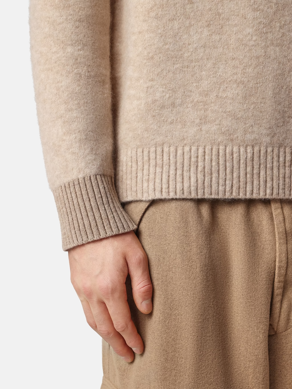 BABY ALPACA BLEND SWEATER MELANGE BISCUIT