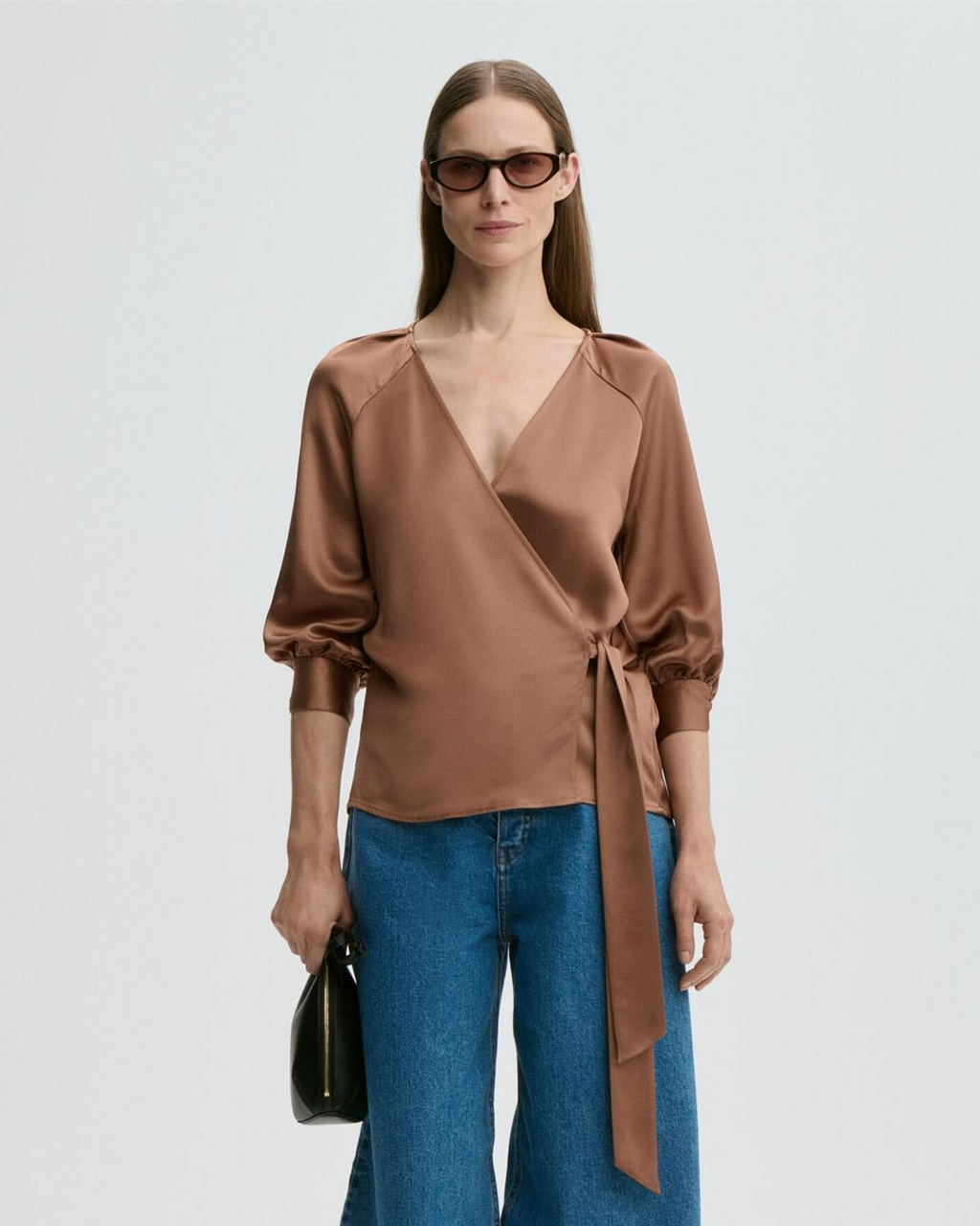 Pacey satin blouse Latte Brown