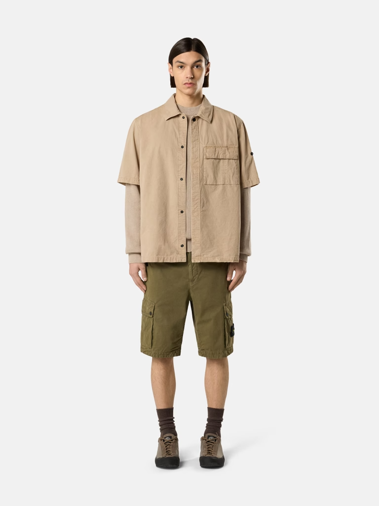 COTTON TWILL CARGO SHORTS MILITARY GREEN