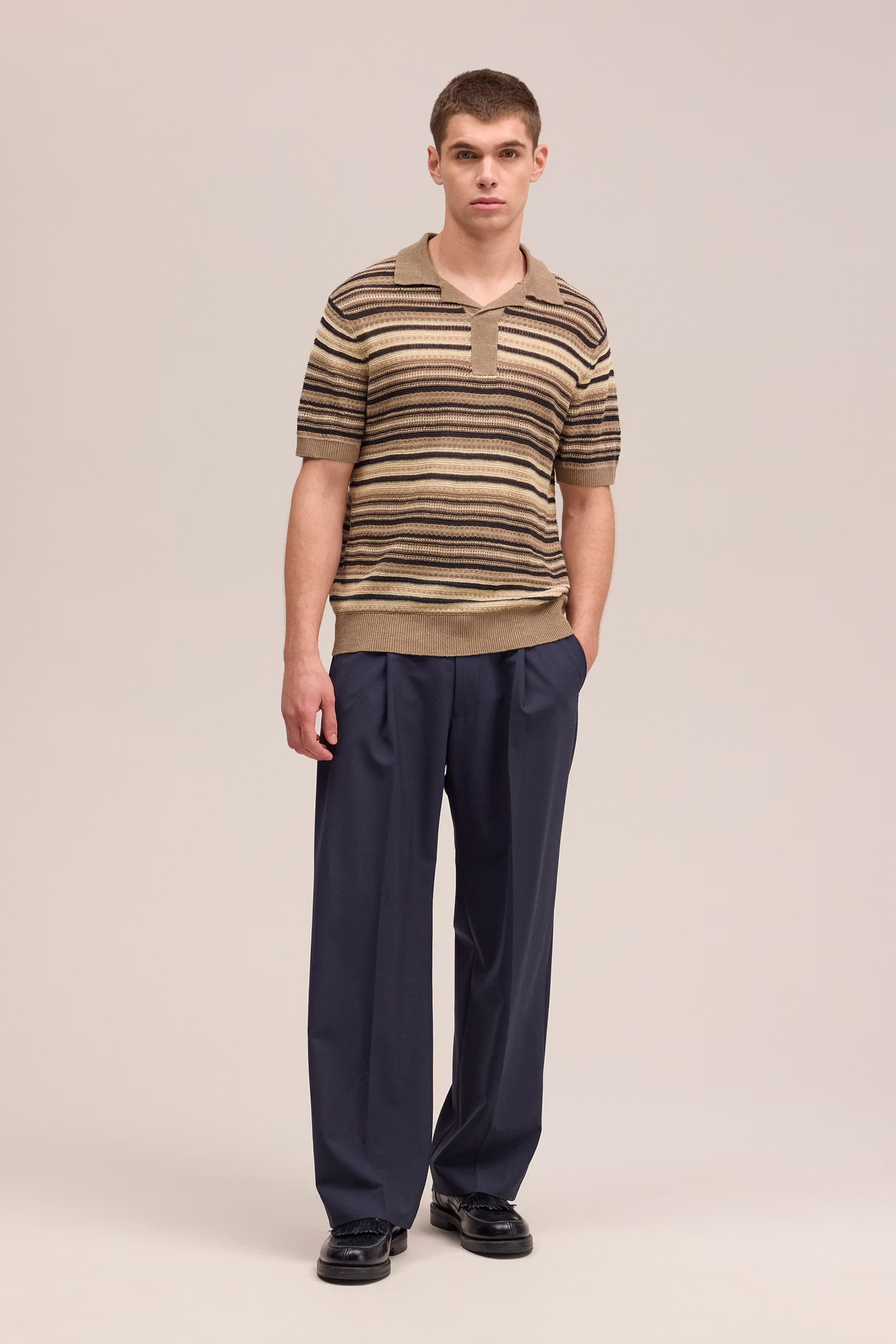 Noam Knitted Linen Polo 60043 Mable Husk