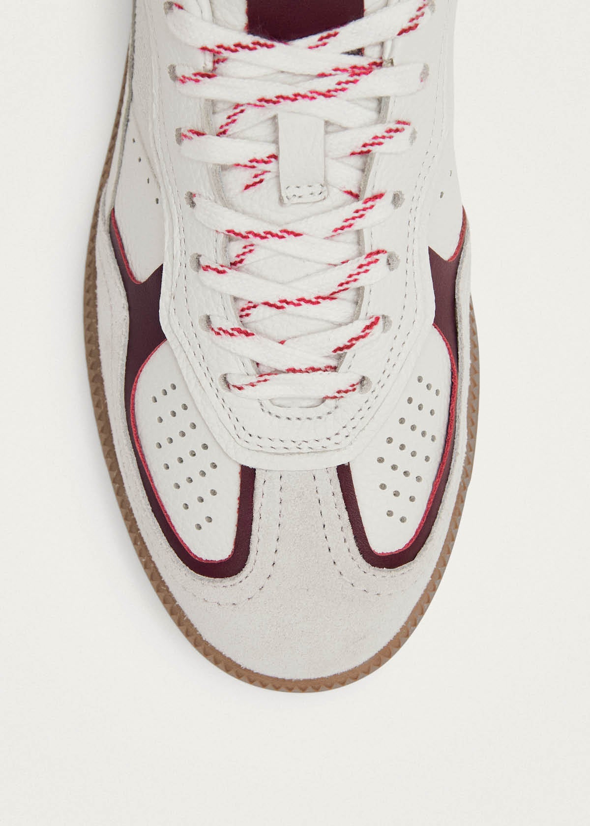 TB.490 Leather Sneakers Rife Grain White Burgundy
