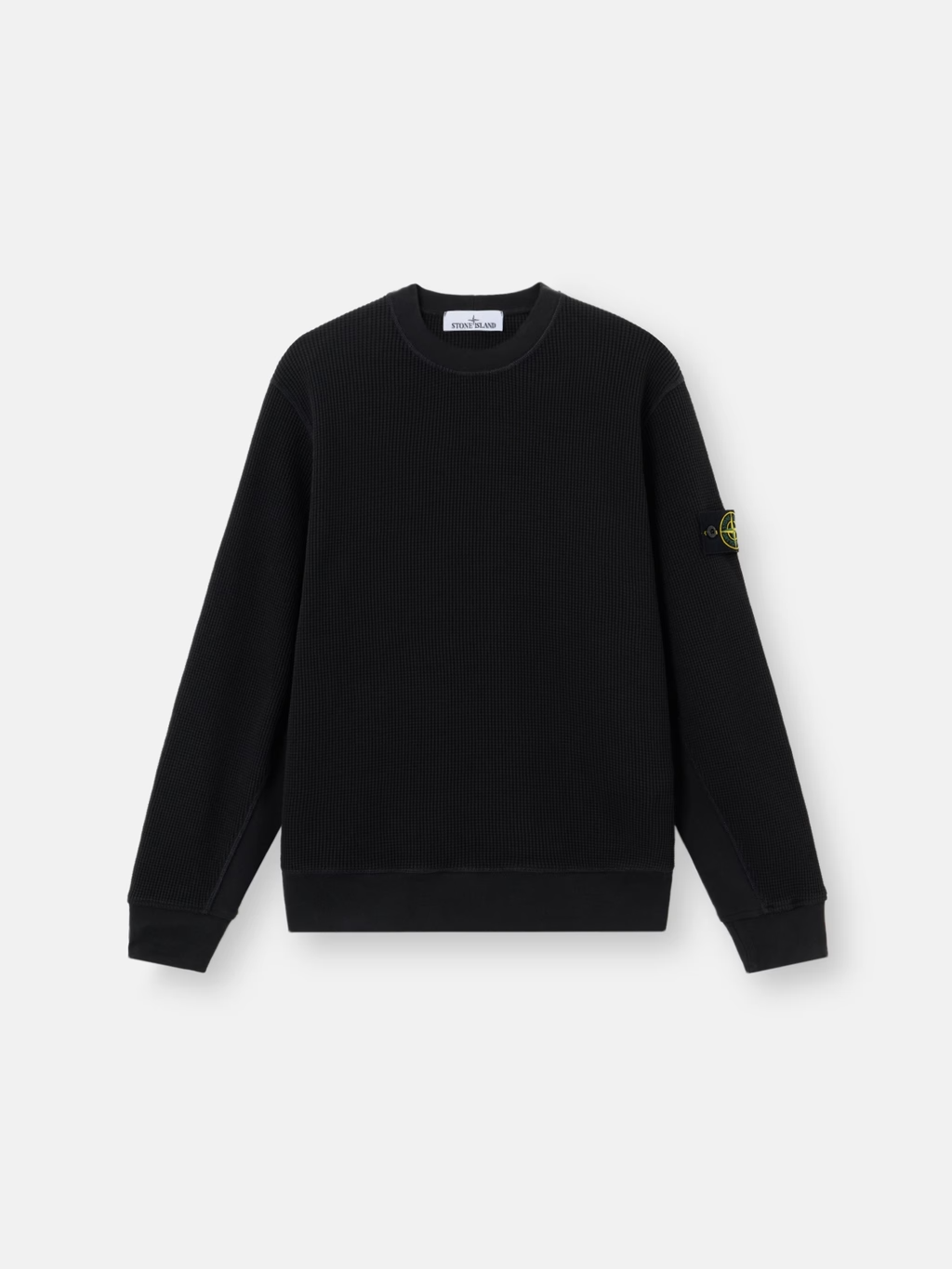 ORGANIC COTTON WAFFLE SWEATSHIRT BLACK
