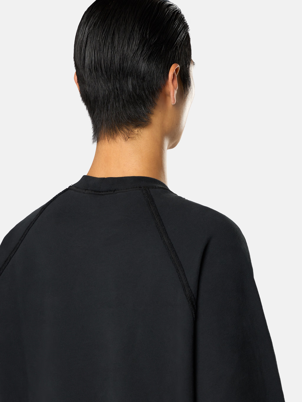 OVERSIZED BRUSHED ORGANIC COTTON RAGLAN SWEATSHIRT BLACK