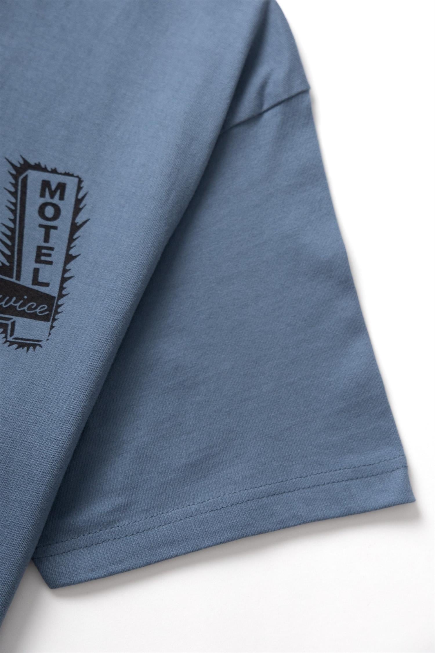 Motel Chest and Back Print T-shirt Slate