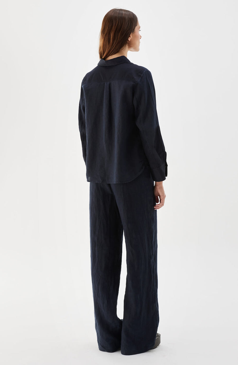 PIM Wide Linen trousers Marine