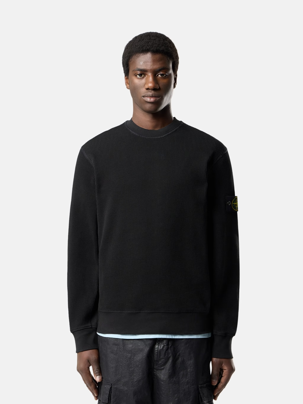 ORGANIC COTTON WAFFLE SWEATSHIRT BLACK