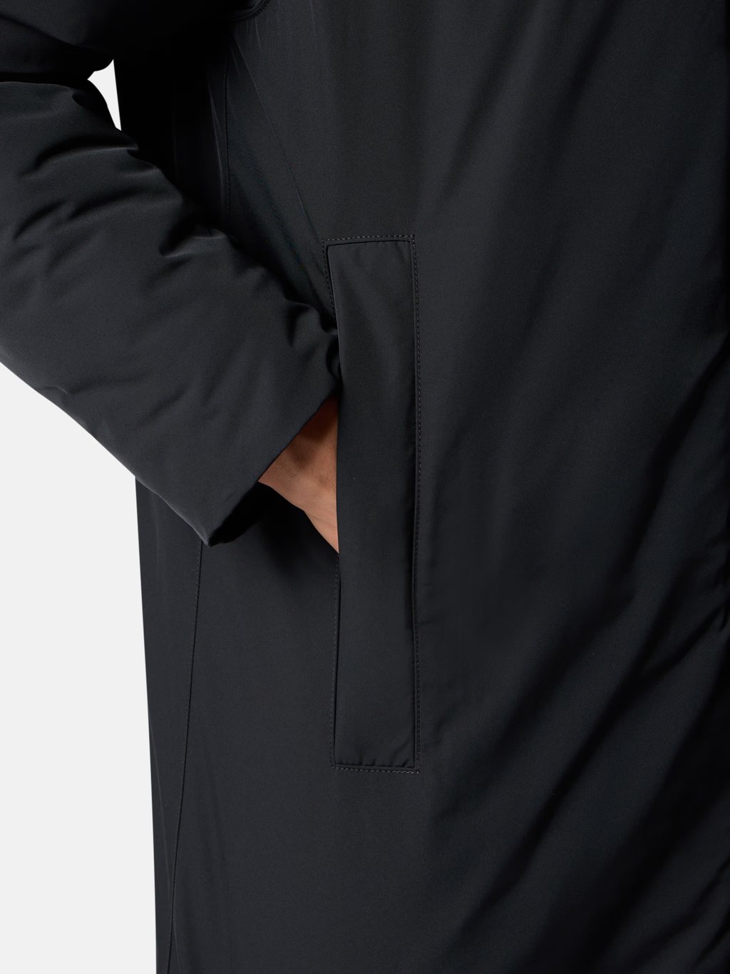 Padded Micro Twill PrimaLoft® CAR COAT BLACK