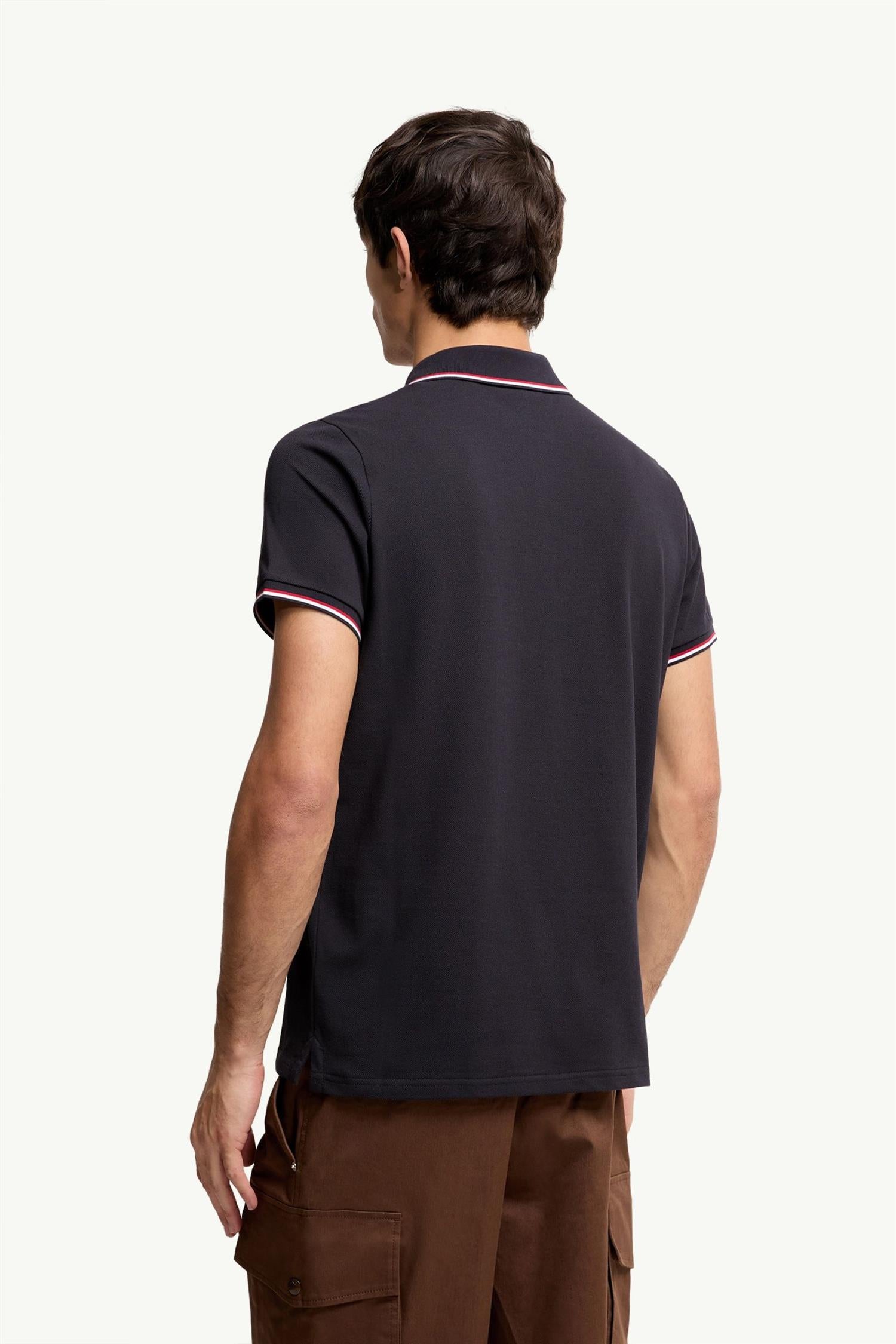 Tricolour Cotton Pique Polo Shirt NAVY