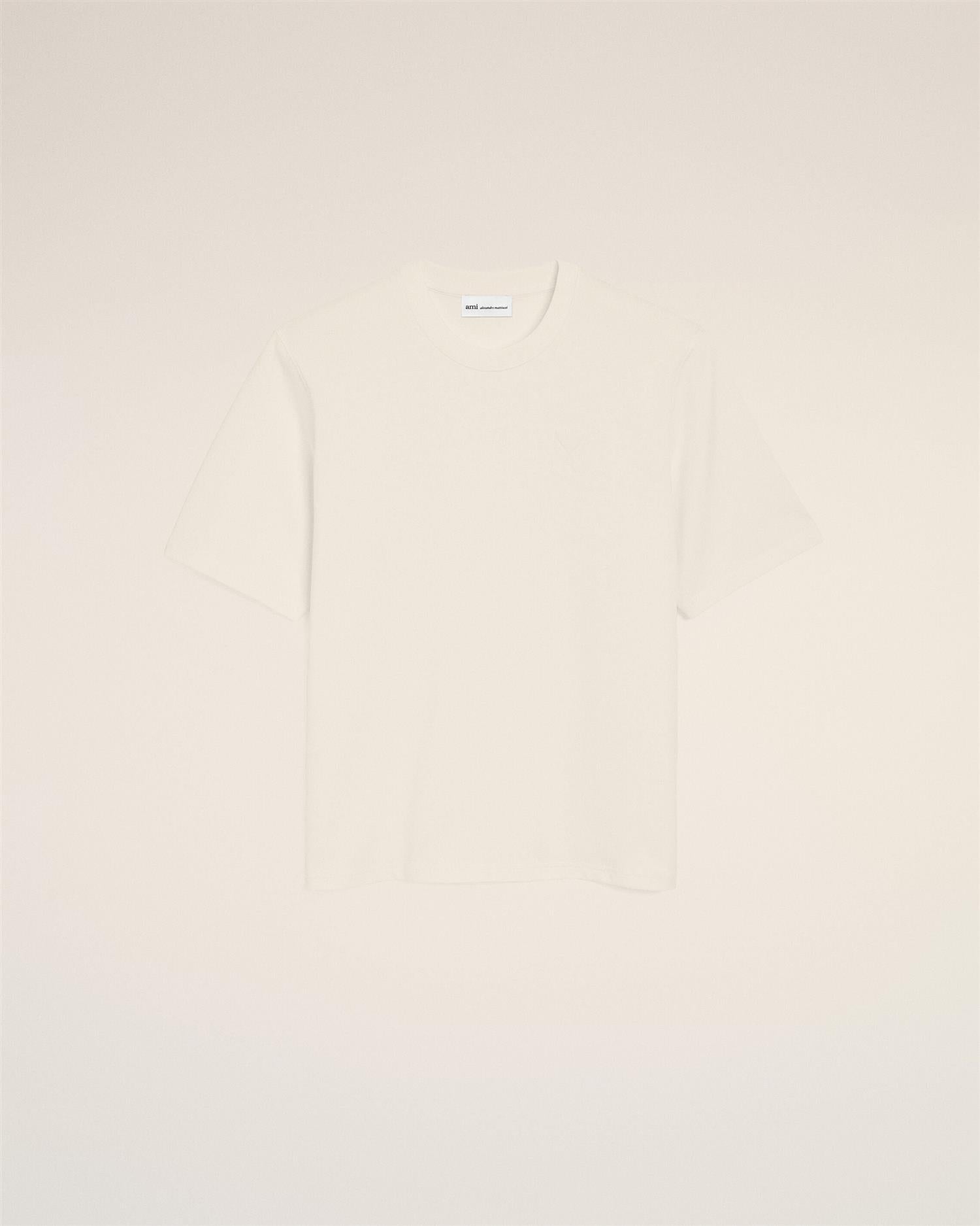 TONAL EMBOSSED BIG AMI DE COEUR T-SHIRT CREAM
