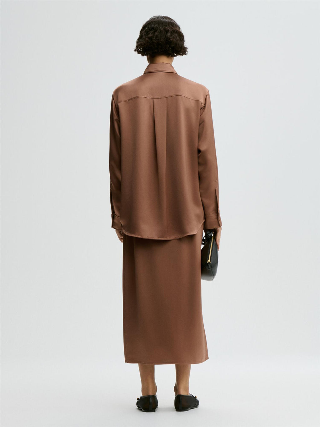 Pacia satin maxi skirt Latte Brown